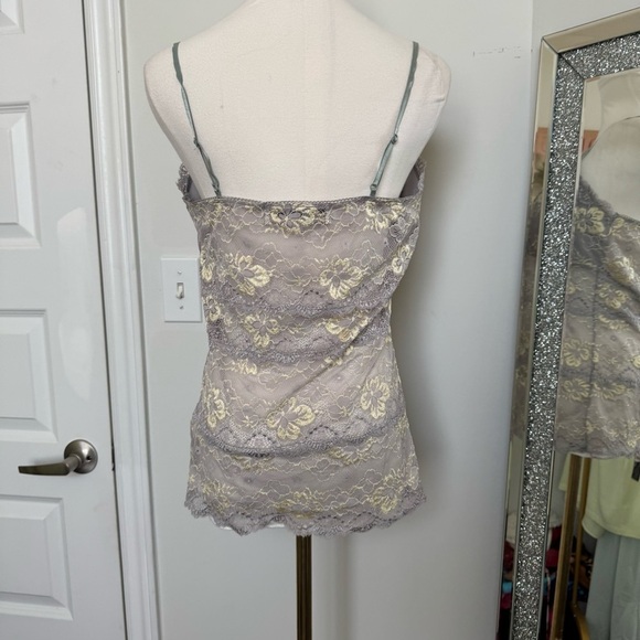 Y2K costa Blanca Lace Trim Camisole Top butter yellow coquette fairy summer xl - Picture 4 of 5